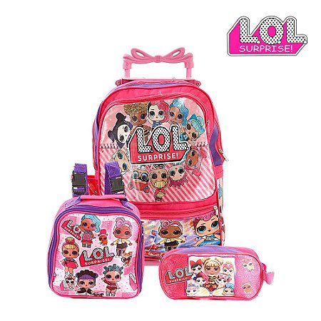 Kit Mochila Infantil Escolar Lol Surprise Com Rodinhas