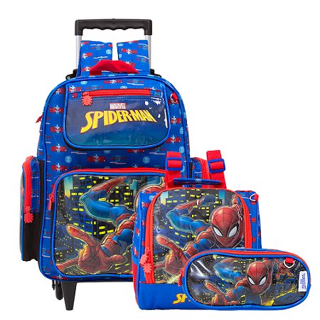 Kit Mochila Infantil Rodinha Homem Aranha Spider Man Aranha