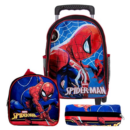 Mochila Escolar 3D Infantil Homem Aranha De Rodinhas