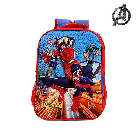 Mochila Escolar 3D Infantil Homem Aranha De Costas