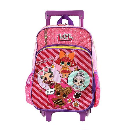 Mochila Escolar Infantil Lol Surprise Glitter de Rodinha