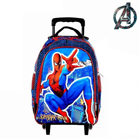 Mochila Escolar Infantil Marvel Homem Aranha de Rodinhas