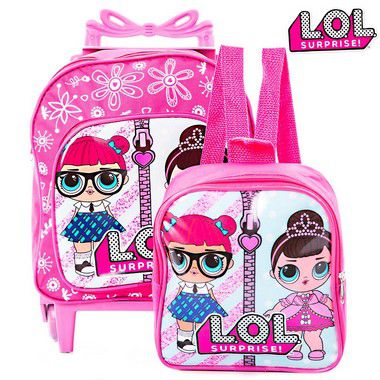 Kit Mochila Infantil Escolar Com Rodinhas Lol Boneca
