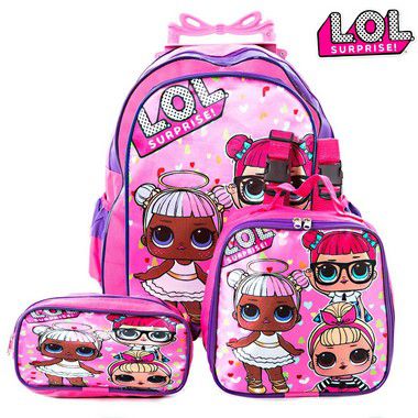 Kit Mochila Infantil Escolar Lol Surprise Com Rodinha