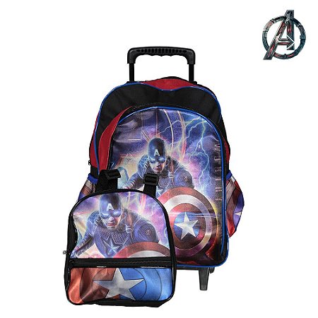 Mochila Infantil Escolar Capitão América Marvel Com Rodinha