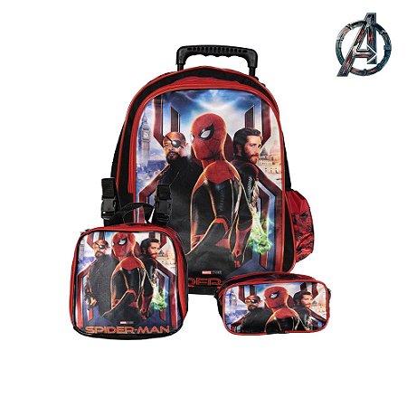 Kit Mochila Infantil Escolar Homem Aranha Marvel Avengers