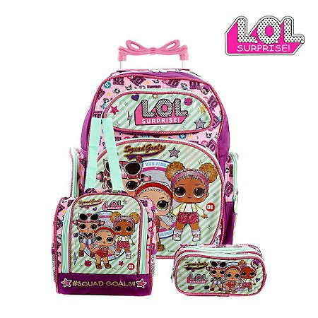 Kit Mochila Infantil Escolar Lol Surprise Com Rodinhas