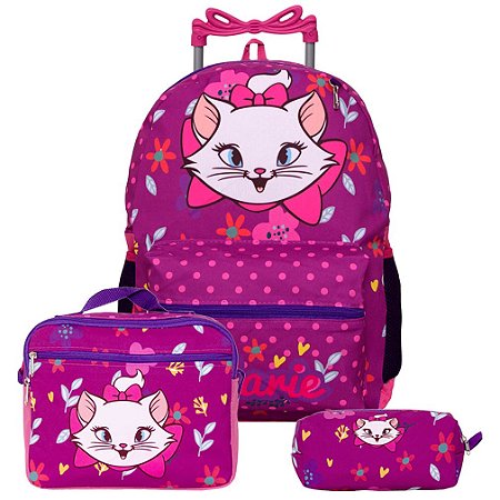 Kit Mochila Feminina Escolar de Rodinha Marie com Lancheira