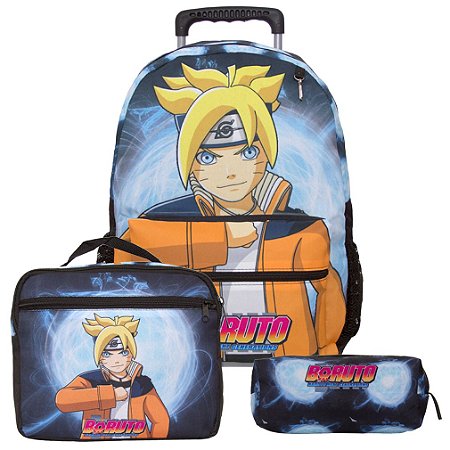 Kit Mochila Masculina Rodinha Boruto com Lancheira 3 Itens