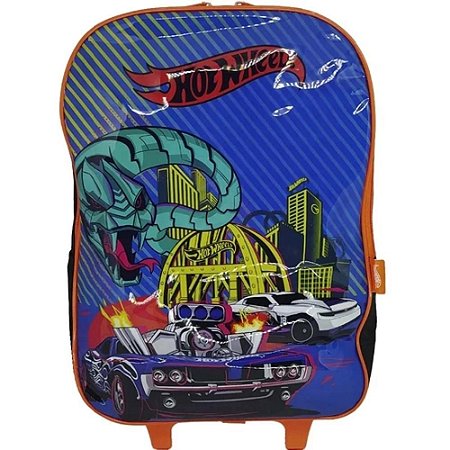 Mochila escolar de rodinha Hot Wheels preto Luxcel
