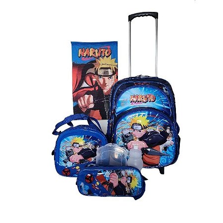 Mochila Masculina Escolar Juvenil Naruto 3D com Acessórios