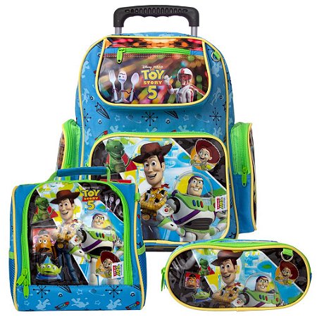 Mochila Infantil de Rodinha Toy Story 5 Lancheira Estojo