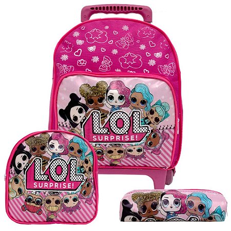 Mochila Menina Infantil P LOL Surprise Lancheira Estojo Rosa
