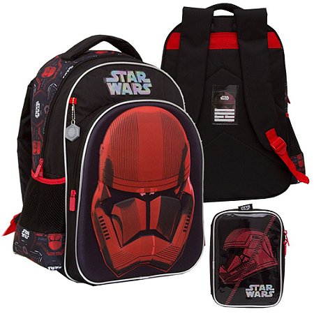 Mochila Masculina Infantil de Costas + Estojo Star Wars