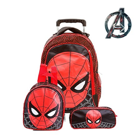 Kit Mochila Infantil Rodinha Homem Aranha Spider Man