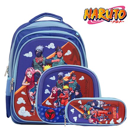 Kit Mochila Masculina Infantil Naruto Costas Com Lancheira