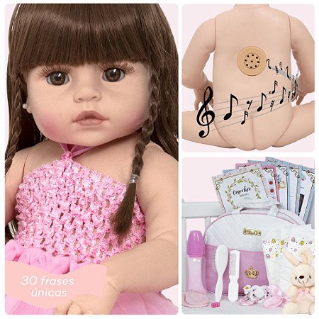 Boneca Reborn Realista Bailarina Coelhinha 30 Frases Enxoval