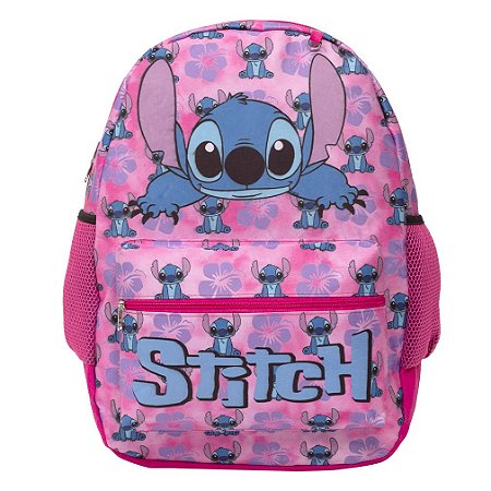 Mochila Infantil Feminina De Costas Stitch Juvenil Rosa