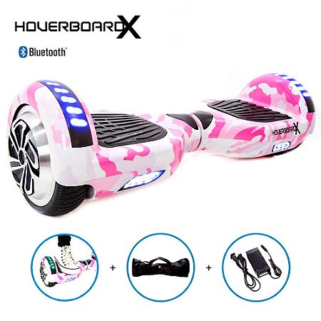 Hoverboard Elétrico 6,5 Polegadas Led Bluetooth Rosa Militar