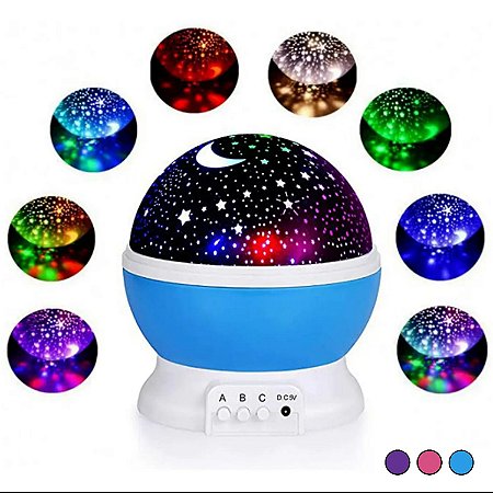 Luminária de Mesa Infantil Luz Led Galaxia 360° Star Master