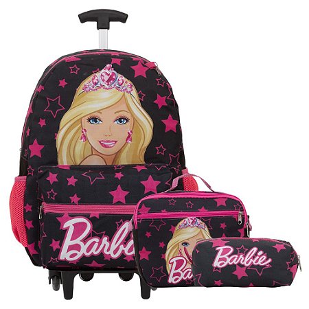 Kit Mochila Infantil de Rodinhas Feminina Barbie + Lancheira