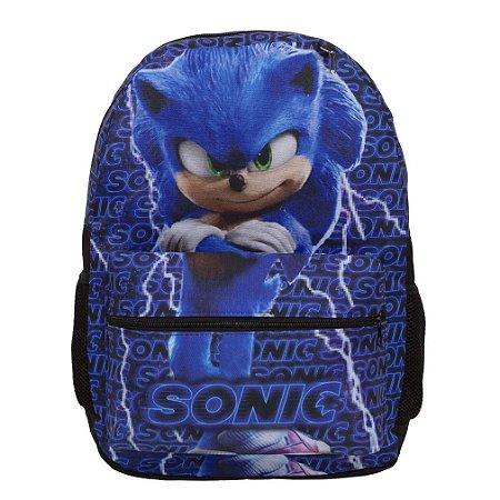 Mochila Infantil Menino Game Sonic Costas Juvenil Cor Azul