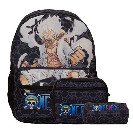 Kit Mochila Infantil Masculina One Piece Lancheira Estojo