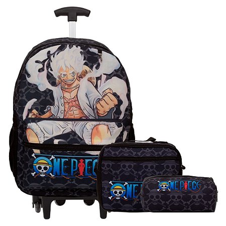 Kit Mochila Infantil Rodinha One Piece Juvenil Com Lancheira
