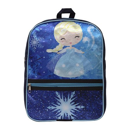 Mochila Infantil Feminina Frozen Juvenil Costas Tam M Azul