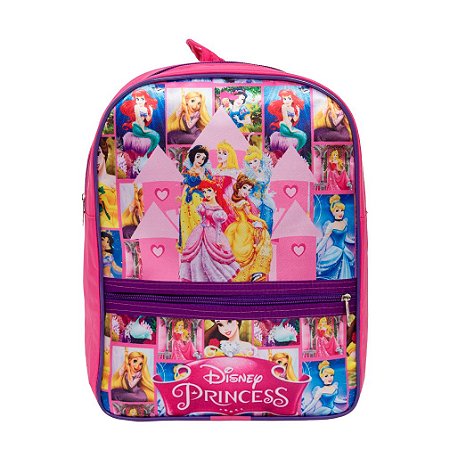 Mochila Infantil Feminina Princesas Juvenil Costas Tam M