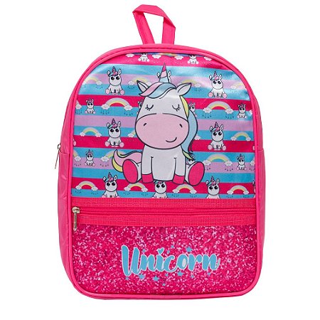 Mochila Infantil Feminina Costas Unicórnio Tam M Cor Rosa