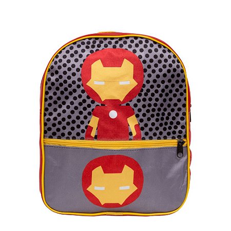 Mochila Infantil Menino Costas Homem de Ferro Juvenil Tam M