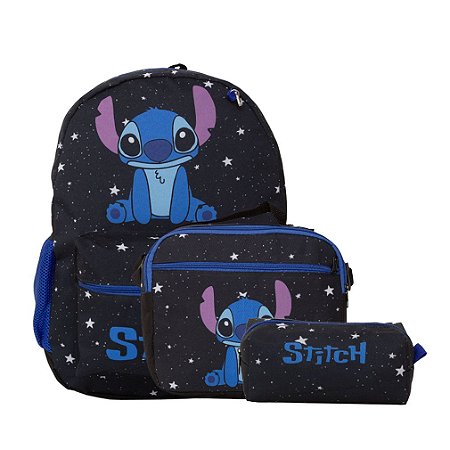 Kit Mochila Infantil Feminina Lilo Stitch Juvenil Tam M