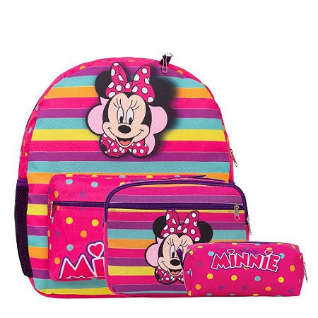 Kit Mochila Infantil Minnie Mouse Juvenil Tam M Colorida