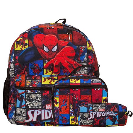 Kit Mochila Infantil Masculina Homem Aranha Tam M Juvenil