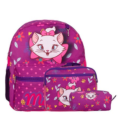 Kit Mochila Infantil Feminina Gata Marie Juvenil Tam M Costa