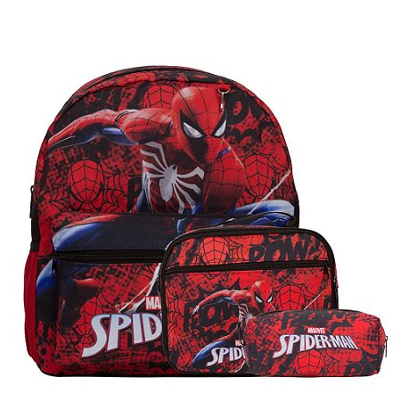 Kit Mochila Infantil Escolar Homem Aranha Juvenil Tam M
