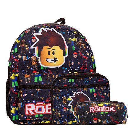 Kit Mochila Infantil Menino Roblox Juvenil Tam M Cor Preta