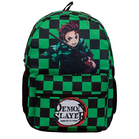 Mochila Infantil Masculina Demon Slayer Juvenil Cor Verde