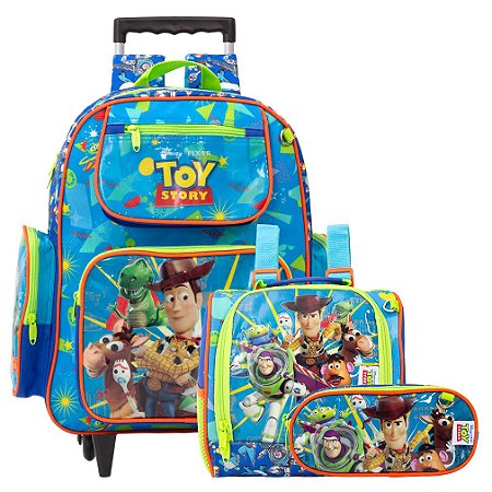 Kit Mochila Infantil Masculina Rodinha Toy Story G Cor Azul