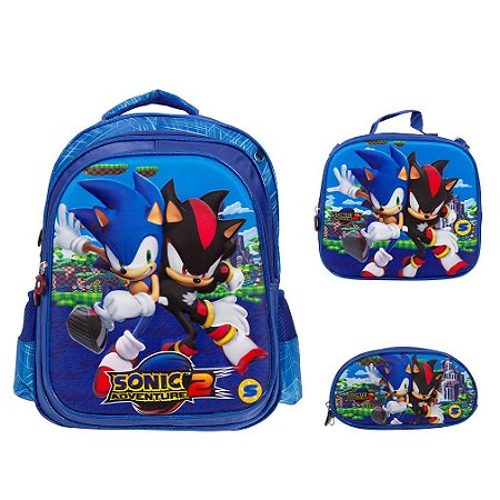 Kit Mochila Infantil Masculina Sonic Adventure Costas Tam G