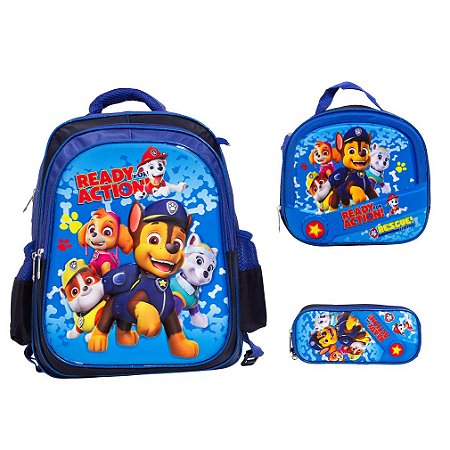 Kit Mochila Infantil Masculina Patrulha Canina 3D Costas