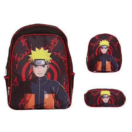 Kit Mochila Infantil Masculina Naruto Costas Tam G Lancheira