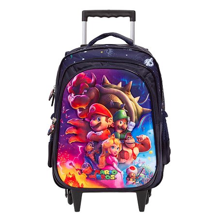 Mochila Infantil Masculina Super Mario 3D Rodinha Toys 2U