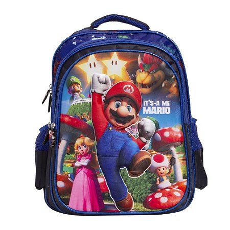 Mochila Infantil Menino Super Mario Costas Estampada Tam G
