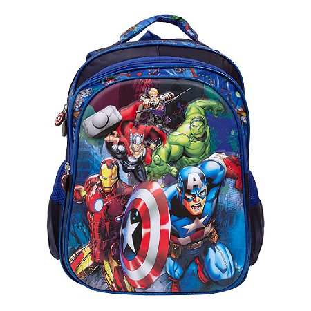 Mochila Infantil Masculina Vingadores 3D Costas Tamanho G