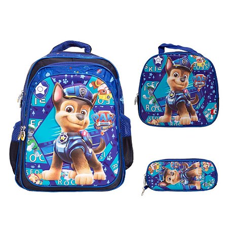 Kit Mochila Infantil Masculina Patrulha Canina 3D Passeio