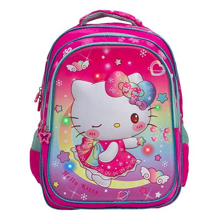 Mochila Infantil Feminina Hello Kitty Costas 3D Led Frontal