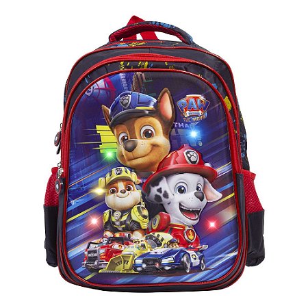 Mochila Infantil Masculina Patrulha Canina Costas 3D Led