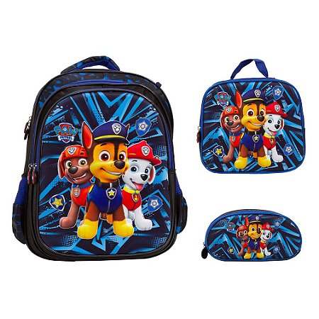 Kit Mochila Infantil Masculina Patrulha Canina Grande Creche